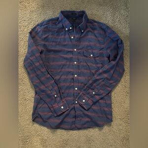 J. Crew Navy and Burgundy Striped Button Down Shirt